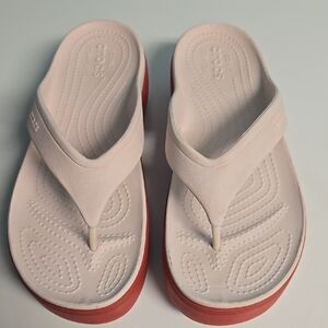 CROCS Pink & Red Women's flat form Sandals